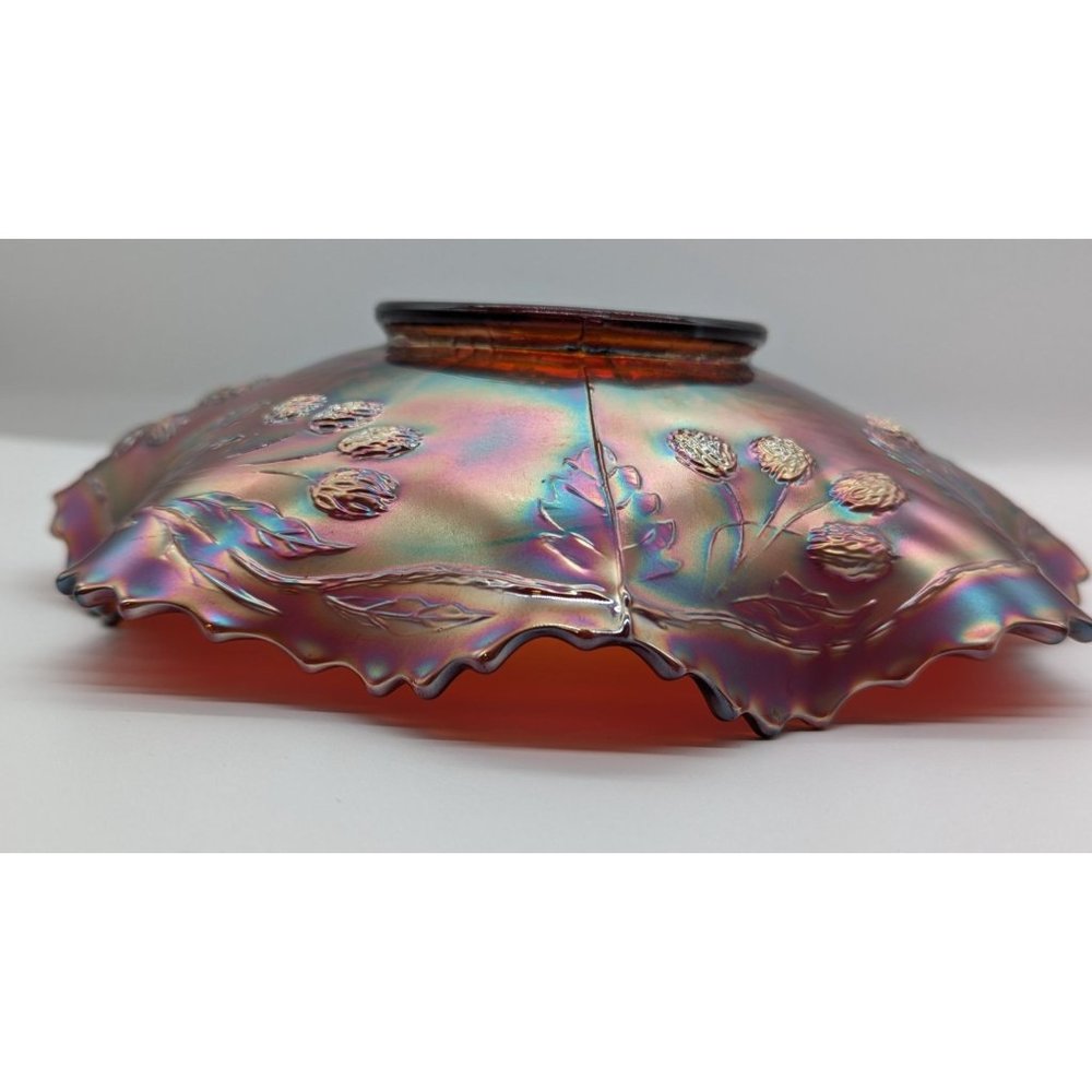 Fenton Amberina Peacock and Grape Bowl Carnival Glass Vintage Amberina Ruby Red - Picture 4 of 16